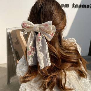 PRAAJKA Korean Hair Clip Satin Bows For Girls&Women Hairstyle Clip Bows Hair Clip Hair Clip