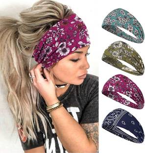 PALAY 4Pcs Gym Headbands Bohemian Headbands for Women Girls, Yoga Sweatband Head Band
