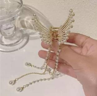 Muskan Traders Elegant Tassel Pearl Butterfly Hair Clip Metal Hair Claw Hair Accessory Set Hair Pin