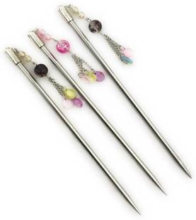 Triply9 JURA SILVER STICK WITH MULTICOLOUR JUMAKI (PACK OF 3) Bun Stick
