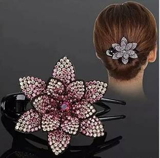 Fashion Alley Rhinestone Hair Claw Clips Crystal Flower Barrettes For Mother's Day Hair Clip