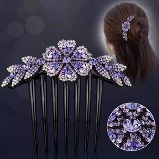 barakath 1 pcs Rhinestone Double Flower Hair Clip Pearls Design Women Hair Clip Bun Clip