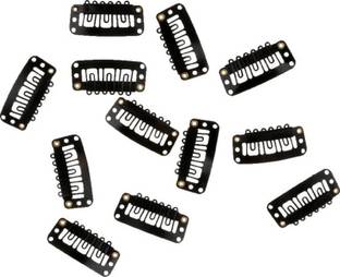 PARAM Hair Extension U Shape Snap Clips for Weft Wigs Black (Pack of 16) extension clip (Black) Hair Clip