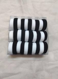 Hivata Hair Rubber Band Thin Elastic Hairband for Girl & Women Black & White Color 30pc Rubber Band