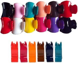 Zintalic 12 Pcs Multicolor Clutcher 03 With 6 Multicolor Small Clutcher For Girls & Women Hair Accessory Set