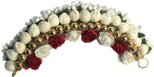 AROOMAN Hair Bun Gajra Flower Artificial Juda Accessories for Women in Color-Multi Pack of 1 Bun