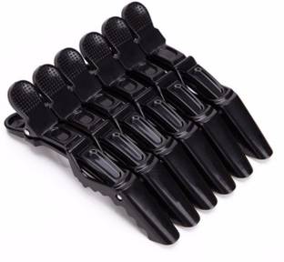 Angel Infinite Hair Styling Sectioning Plastic Hair Clips Use in Parlor, Saloon and Home Use For Women (Dark Black, 6 Pcs) Hair Clip