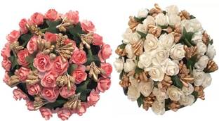 AROOMAN ™ Full Juda Bun Hair Flower Gajra Combo for Wedding and Party Bun