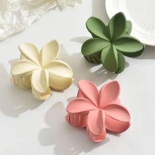 Zennie 3pcs Matte Flower Hair Claw Clip Hair Clutchers For Women & Girls Hair Claw
