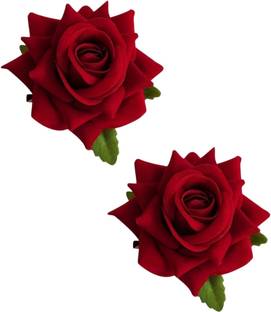 MICLAC Artificial red Rose Pin for women 2 PCS Hair Pin