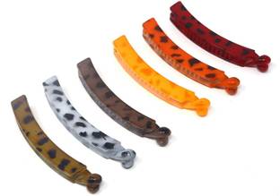 PUCHKOO 6pcs tiger print banana hairclip Banana Clip