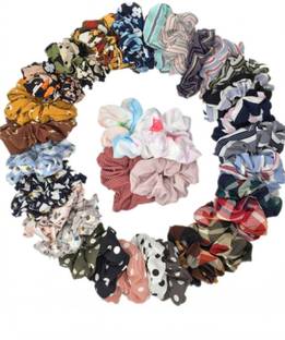 ASzodiac 24pcs Hair Scrunchies Floral Printed for Women or Girl Rubber Band