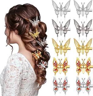 Biipretty 4pcs Butterfly Hair Clips, Metal Moving Wings Butterfly Hair Clips Hair Clip