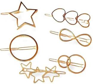 Vivalace in Shapes Pack of 6 Rectangle Star Heart Triangle for Girls & Women Hair Clip Hair Pin