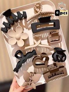 Prityka Beauty Matte Hair Claw Clip Clutcher Accessories For Women & Girls Hair Claw 6P Hair Claw