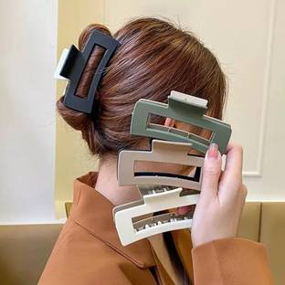 GLIMM Dual Shade Rectangle Hair Clutcher – Multicolor Pack of 4 (random color) Hair Claw