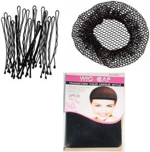 Sharum Crafts 24 Bobby Hair Pin, 1Pc Juda Net Cover & Wig Cap Hair Accessory Set