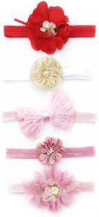 Anna Stella 5 PCS Stylish Fancy Hairband Multicolor Baby Girls Kids Elastic Hairband Head Band