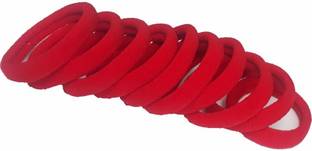 AROOMAN Set Of 10 Pcs Effortless Red Colored Elastic Cotton Stretch Hair Ties Bands For Women/Girl/School Hair Accessory Set