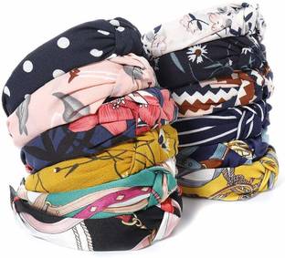 LACE IT Beuty Multi Color Hair Accessories Korean Style Solid Fabric Knot with Tape Plastic Hairband Headband for Girls and Woman In Multi Coloured ( Pack OF 12) Head Band