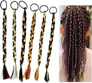 OLLIVOO 6-Pc Braiding Hair Extensions Long Hair Wigs Twist for Women Girls Rubber Band