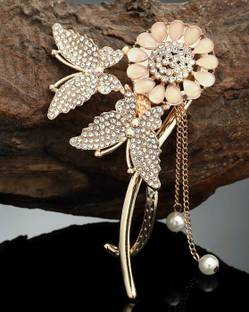 Ashkash 1pcs Double Butterfly Pearl Tassel French Style Hair Decor Twisted Banana Clip Banana Clip