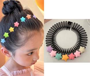 OLLIVOO 1-Pc Random 360 Degree Cartoon Hair Circular Comb Pin Star Heart & Floral Design Bun Clip