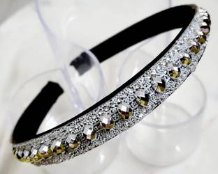DEEPTI CHANDNA DESIGNS Sleek 1/2 Inch Metallic Rhombus Design Beautiful Hairbands studded with Stones Hair Band