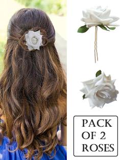 Urbanela Rose Flower Juda Hair pin Bun Stick hair accessories : o_2R-WHITE_C Hair Pin