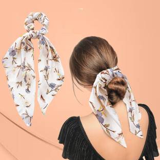 Lykaa Hair Scarf Scrunchies Printed Satin Scrunchies Elastic Hair Ribbon - Pack of 1 Rubber Band