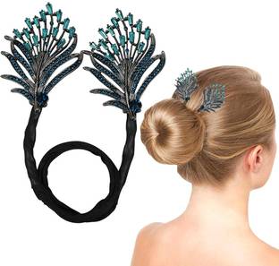 sannidhi Magic Bun Maker Girls Hair Bun Shaper Women Elegant Rhinestone Floral Hair Bun Bun