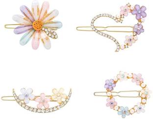 beautyitem 4 Pcs Korean Style Mix Flower Lock Pin Hair Accessories For Women Hair Pin