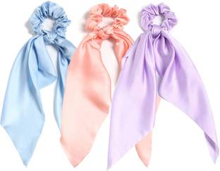 Plucket Pack of 3 Knotted Bow Hair Scrunchies Elastic Hair Scarf Black Hair Ties Rubber Band