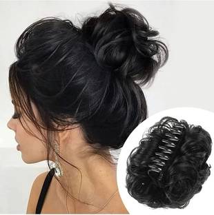 ABS Hair Messy Curly / Wavy Hair Claw Bun Hairpiece Clip in Claw Hairpiece Black Hair Claw