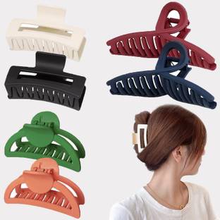 Xivir Hair Clips for Women Matte Claw Clips 4 Different Design Combo for Women Hair Accessory Set