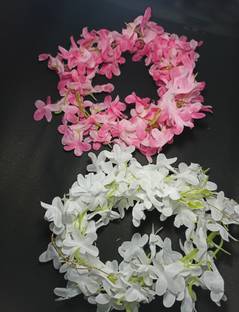 Miltan Women weeding Pink&White Hair Gajra pack of 2 Rubber Band