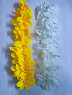 FLEURLIZA artificial for woman yellow white orchid gajra 2 pic Hair Accessory Set