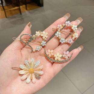 Sunshiny Beautiful Korean Hair Clips For Girls, Women, Pack Of - 4 Hair Clip