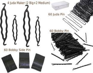 Fezzalo Combo 184 Pcs Large Size Metal Juda Pin/ Bobby Pin/ Bobby Side Pin. & Juda Maker Hair Pin