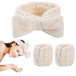 NISHIV 3 Pcs Spa Headband and Wristband Set, Microfiber Wrist, Wrist Wash Bands Makeup Headband