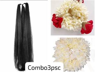 KVY COLLECTION Hair accessories combo3psc for women Artificial gajra ,Hair extension(choti) Bun