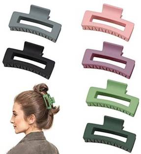MayrasCreations Rectangular matte clutches (pack of 6pc) Random Hair Claw