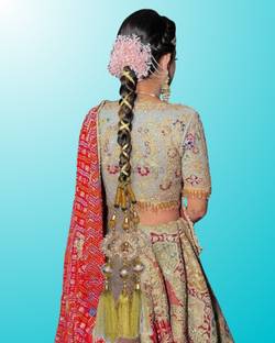 Sunduseva Designer Golden Hair Paranda/PARANDI for Women Girls Traditional Accessory Braid Extension