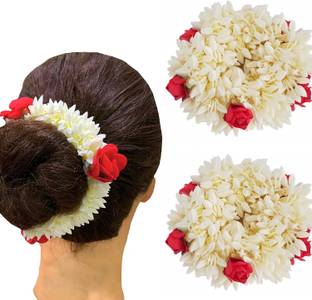 Kaima New Artificial Flower Juda Bun Gajra Hair Flower Gajra (pack of 2) Bun Clip