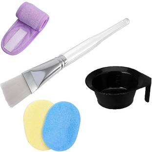 avnish Combo Pack (Hair Dye Bowl + Face Pack Brush + Face Cleaning Sponge) Head Band