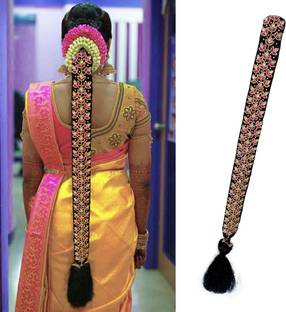 PINAAKA DARINI Maggam Work Poola Jada for Wedding Bridal Bharatanatyam Savaram Hair Braid Extension