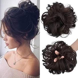 A H S Set Of 2 Messy Hair Bun Synthetic Artificial Juda For Women & Girls, 35 Gram Bun