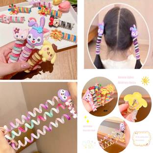 Balasundri 2Pc Spiral Hair Ties Ponytail ,No Crease Coil Hair Ties,Phone Cord Hair Ties for Rubber Band