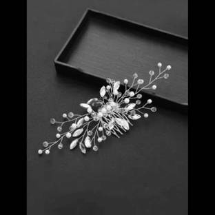 Rose Petals Flower Side Hair Comb, Pearl And Rhinestone, Crystal Hairpin Clip Back Pin Back Pin