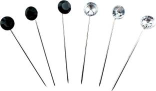 Bamboohouse black & white stone hijabpin/ scarfpin set of 6 pcs Hair Pin